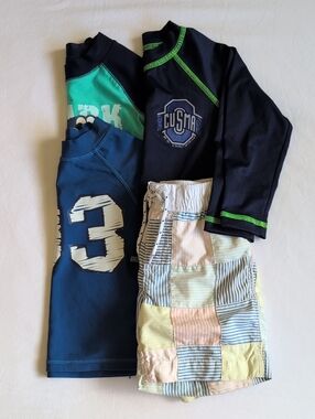 Size 3T Boys Swim Rash Guards & Trunks Bundle Lot Gap Joe Fresh George (4 Pack)